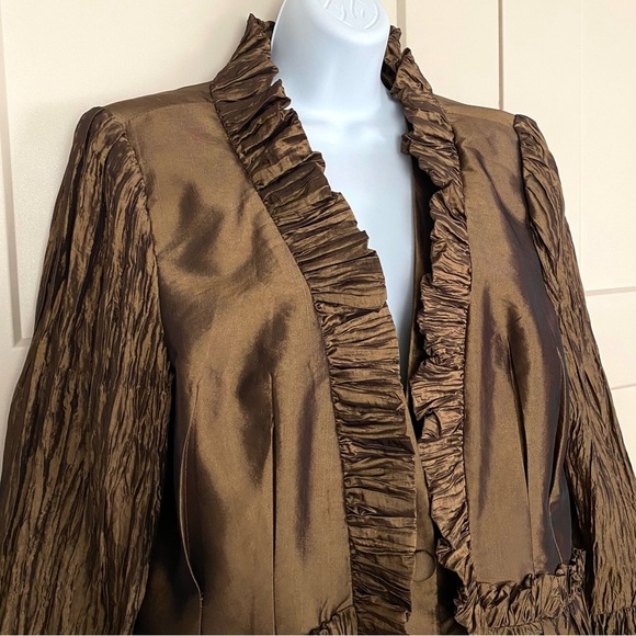 SERAFINA Premium Apparel Bronze Longline Blazer Jacket Dressy Women Plus Size 14 - Picture 6 of 17
